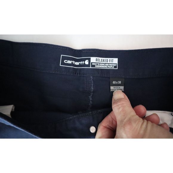 Carhartt BN2291 Men Sz 40x30 Navy Blue Rugged Flex Relaxed Fit Canvas Work Pants - Picture 3 of 7